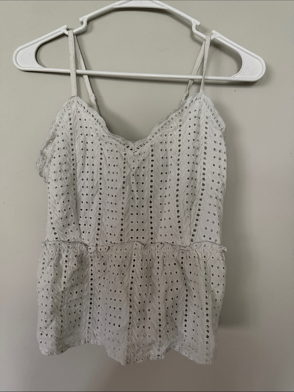 White Eyelet Peplum Tank Top - Brand Unspecified